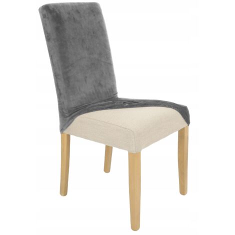 HOUSSE DE CHAISE EN VELOURS ÉLASTIQUE GRIS [21WA] (1/5)