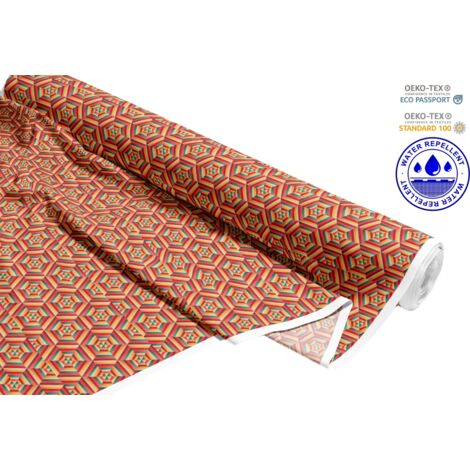 Tissu d'extérieur décoratif Oxford - motif triangle dans un hexagone illusion I DR067 (1/5)
