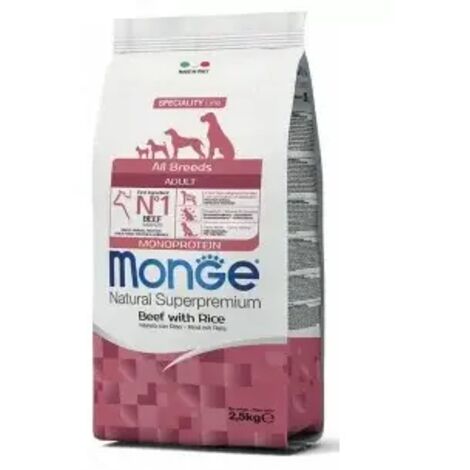 Bœuf monoprotéiné Monge avec riz 2,5 kg