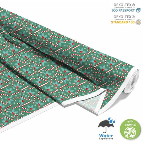 TISSUS DÉCORATIFS D'EXTÉRIEUR OXFORD - Motif sucette de Noël I DX212