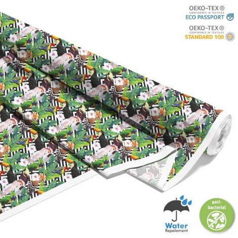 TISSUS DÉCORATIFS D'EXTÉRIEUR OXFORD - Motif Oiseaux Toucans Perroquets I DX169 (1/5)