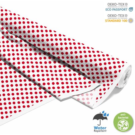 Tissus décoratifs d'extérieur Oxford - motif à pois rouges (1/5)