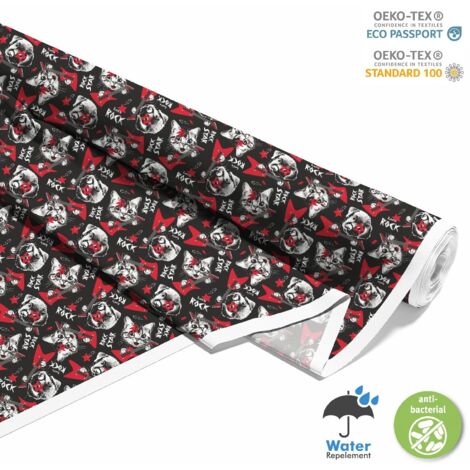 TISSUS DÉCORATIFS D'EXTÉRIEUR OXFORD - Motif Chat et Chien Rock Star I DX716 (1/5)