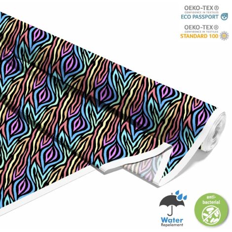 TISSUS DÉCORATIFS D'EXTÉRIEUR OXFORD - Motif Abstraction de Rayures Arc-en-ciel I DX262 (1/5)