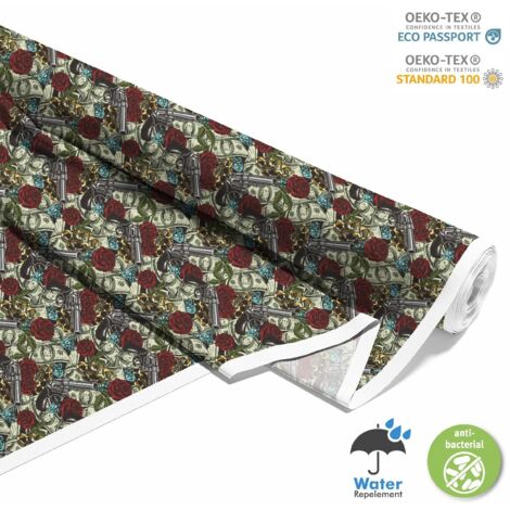 TISSUS DÉCORATIFS D'EXTÉRIEUR OXFORD - Motif Armes et Roses I DX676 (1/5)