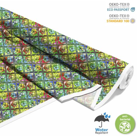 TISSUS DÉCORATIFS D'EXTÉRIEUR OXFORD - Motif fleur en vitrail (1/5)