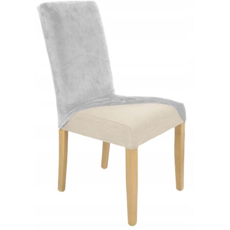 HOUSSE DE CHAISE EN VELOURS ÉLASTIQUE GRIS CLAIR [21WW]