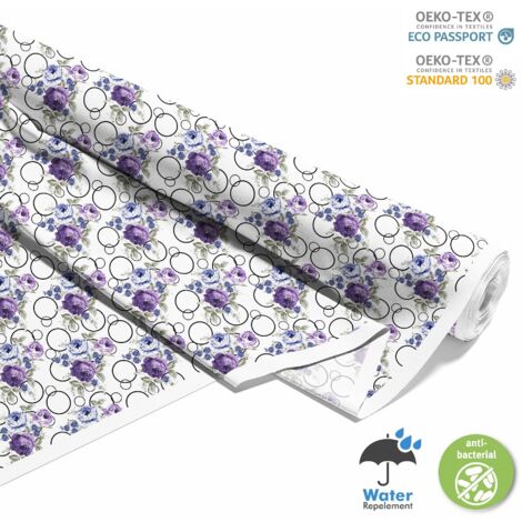 TISSUS DÉCORATIFS D'EXTÉRIEUR OXFORD - Motif fleurs et cercles (1/5)