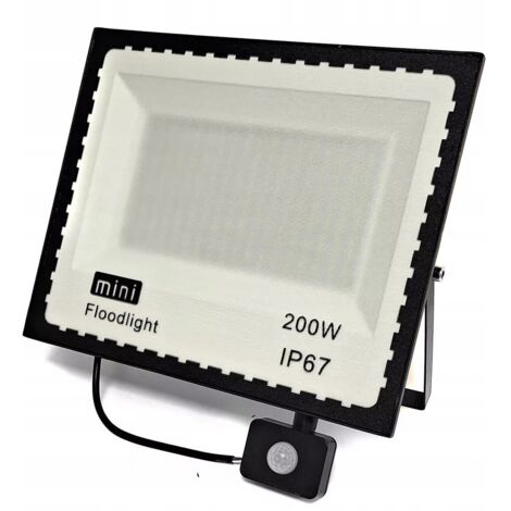 Projecteur LED 200 W avec capteur de mouvement et crépuscule réglable – IP65 étanche – Lumière froide 6000K – 14000 lm pour espaces extérieurs