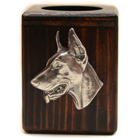 Doberman, Doberman I - Bougeoir en bois avec chien, souvenir unique après la perte d'un chien, fait main par Art-Dog (1/5)