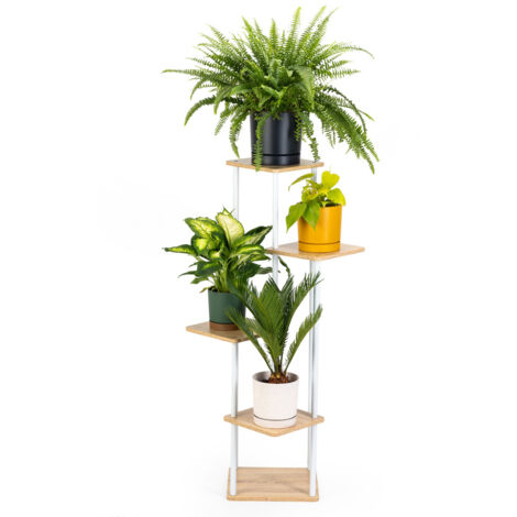 Support à fleurs sur pied en métal PALACE - support blanc pour 5 pots de fleurs (1/5)