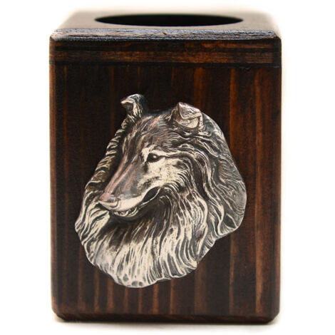 Berger écossais à poil dur, Collie à poil dur - bougeoir en bois avec chien, un souvenir unique après la perte d'un chien, fait à la main par Art-Dog (1/5)