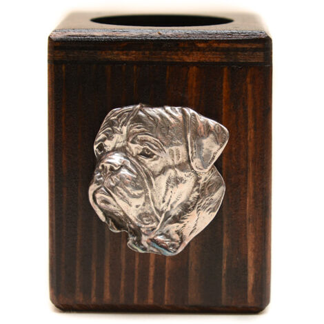 Dogue de Bordeaux, Dogue de Bordeaux II - bougeoir en bois avec chien, souvenir unique après la perte d'un chien, fait main par Art-Dog (1/5)