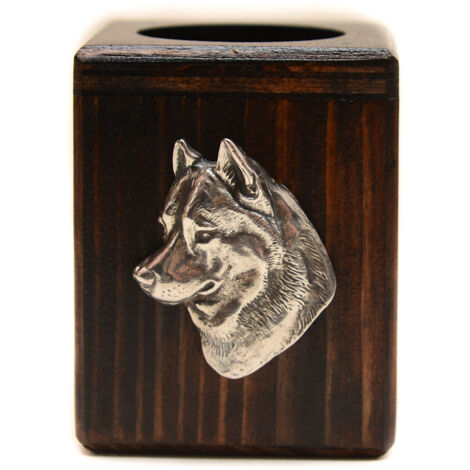 Husky de Sibérie, Husky de Sibérie - bougeoir en bois avec chien, souvenir unique après la perte d'un chien, fait main par Art-Dog (1/5)