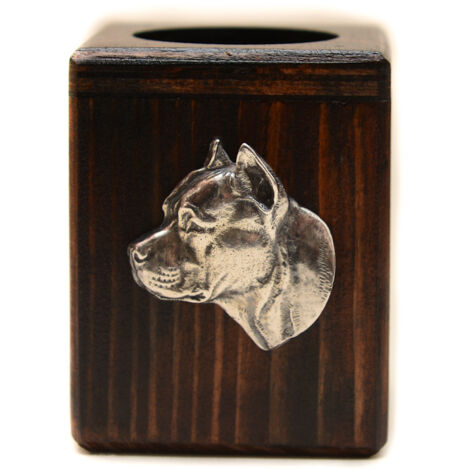 American Staffordshire Terrier, Amstaff, Amstaf II - bougeoir en bois avec chien, souvenir unique après la perte d'un chien, fait main par Art-Dog (1/5)