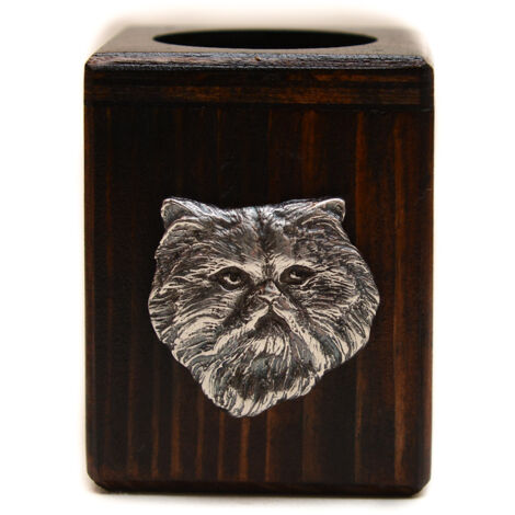 Persan - bougeoir en bois avec chat, un souvenir unique après la perte d'un chien, fait main par Art-Dog (1/5)