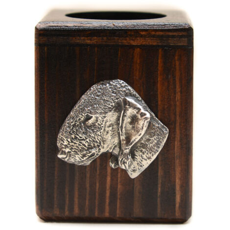 Bedlington Terrier, Rothbury Terrier - bougeoir en bois orné d'un chien, un souvenir unique après la perte d'un compagnon à quatre pattes, réalisé artisanalement par Art-Dog (1/5)