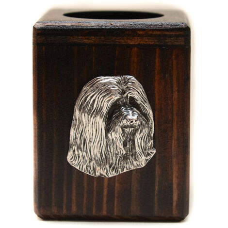 Bearded Collie, Highland Collie - bougeoir en bois avec chien, un souvenir unique après la perte d'un chien, fait à la main par Art-Dog (1/5)