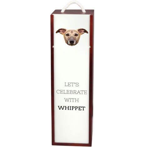 Whippet, Lévrier anglais - boîte à vin géométrique avec photo et inscription par Art-Dog (1/5)