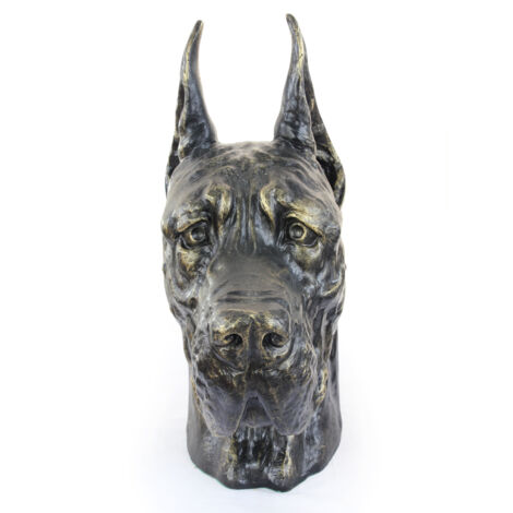 Dogue Allemand I - statuette de chien, buste sur socle en pierre