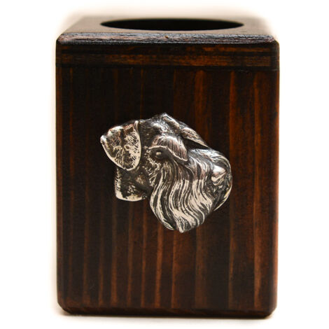 Schnauzer, Schnauzer IV - bougeoir en bois représentant un chien, un souvenir unique après la perte d'un compagnon à quatre pattes, réalisé artisanalement par Art-Dog (1/5)