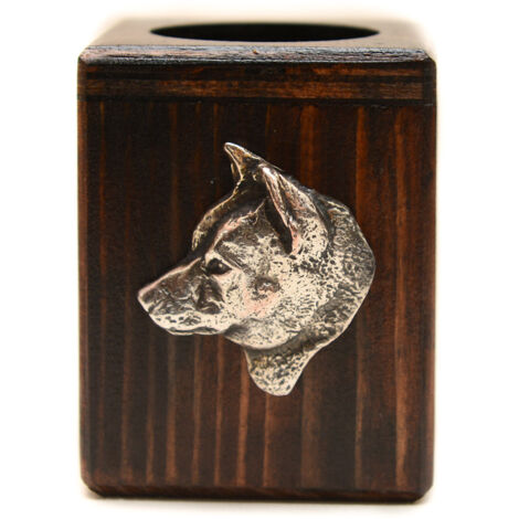 Shiba Inu - bougeoir en bois avec chien, un souvenir unique après la perte d'un chien, fait main par Art-Dog (1/5)