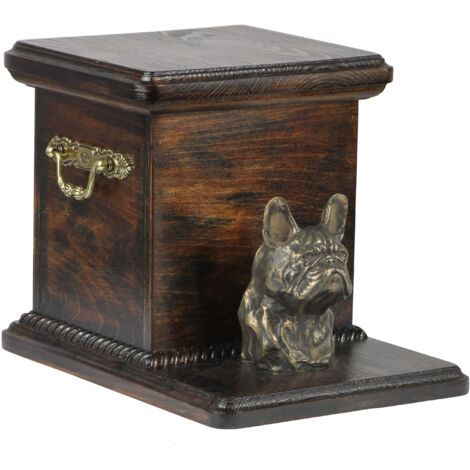 Caniche - une urne pour les cendres de chien avec une statuette, une