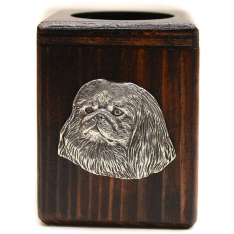 Pékinois - bougeoir en bois avec chien, un souvenir unique après la perte d'un chien, fait main par Art-Dog (1/5)