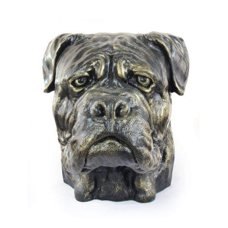 Statue Bullmastiff Sur Socle Bois - Art Dog - Édition Limitée - Résine/Bronze