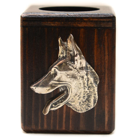 Berger Belge, Berger Belge I - Bougeoir en bois avec chien, souvenir unique après la perte d'un chien, fait main par Art-Dog (1/5)