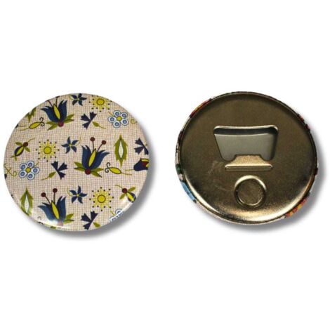 Aimant avec ouvre-porte, fleurs folkloriques cachoubes, beige (1/2)
