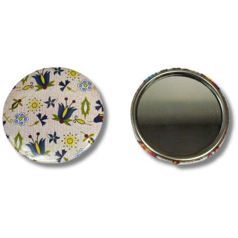 Miroir folklorique cachoube, fleurs beiges (1/2)