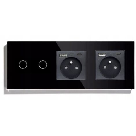 INTERRUPTEUR DOUBLE TACTILE 2K + 2x PRISE USB-C INTERRUPTEUR EN VERRE (1/5)