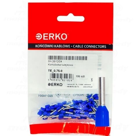 Embout isolé TE 0,75/8 100 pcs Niebie ERKO