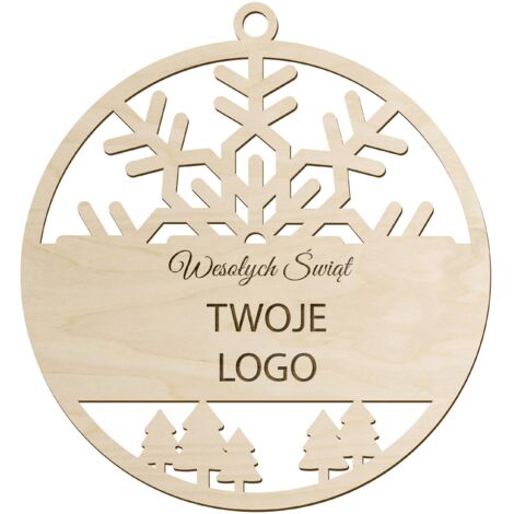 Boules de Noël en bois Boules avec votre propre logo d'entreprise, 10 pièces, en contreplaqué avec logo (1/4)