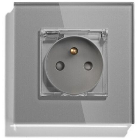 PRISE SIMPLE VERRE 86mm HERMÉTIQUE IP44 - COULEUR GRIS (1/5)