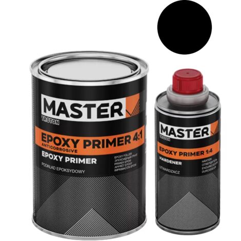 Apprêt époxy 2K noir 4:1 – Primaire anti-corrosion pour acier – Application facile mouillé sur mouillé – 0,8 l + 0,2 l