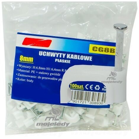 Support de câble plat blanc 6,4/8 100 pcs CG8B (1/2)