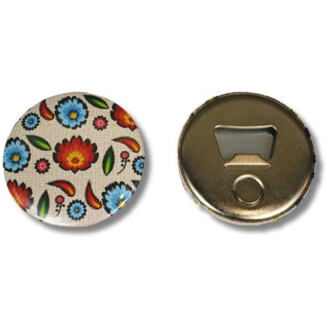 Aimant folklorique avec ouvre-porte, fleurs de Łowicz, beige (1/2)
