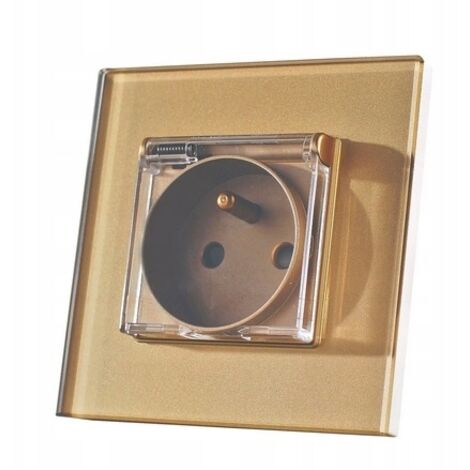 PRISE SIMPLE VERRE 86mm HERMÉTIQUE IP44 - COULEUR OR (1/4)