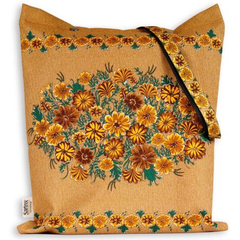 Sac folklorique Opole, fleurs d'automne, marron imprégné (1/5)