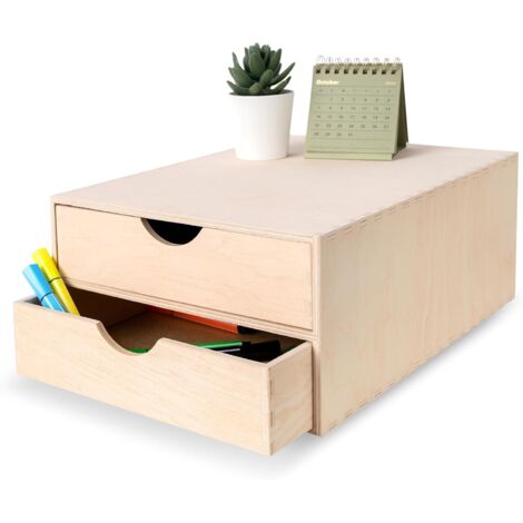 Boîte en bois avec compartiments Tiroir Boîte à outils Trieur pour crayons (1/5)