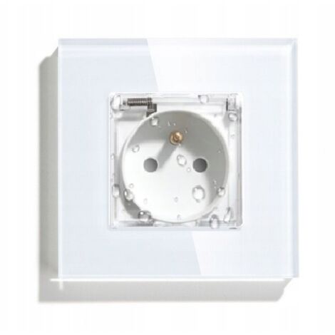 PRISE SIMPLE VERRE 86mm HERMÉTIQUE IP44 - COULEUR BLANC