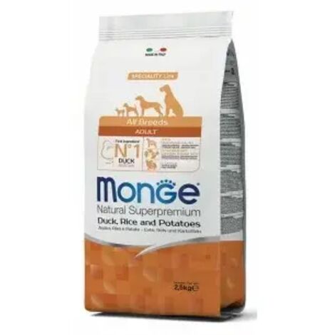 Canard monoprotéiné Monge avec riz et pommes de terre 2,5 kg