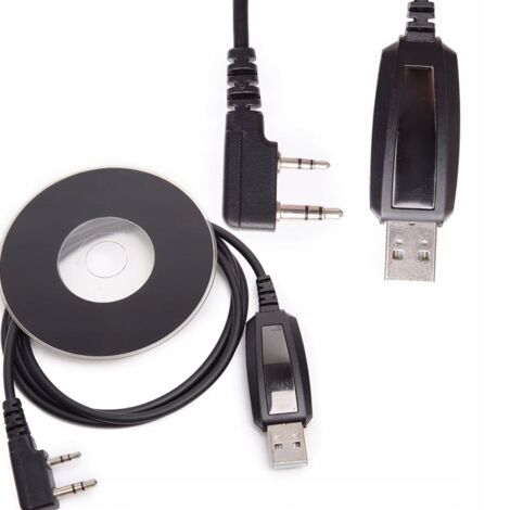Câble de programmation USB pour radios Baofeng Kenwood (prise jack 2,5 mm + prise jack 3,5 mm / USB) avec pilotes (1/3)