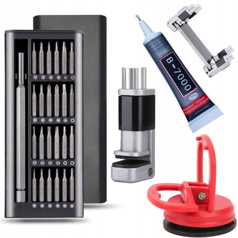 Étau pour écran LCD Rosfix + jeu de tournevis de précision 25 en 1 dans un étui à charnière + colle B7000 + ventouse pour écrans LCD 55 mm (1/5)