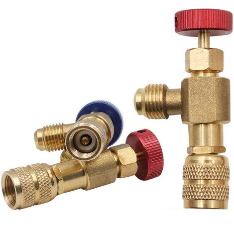 Rosfix Valvola per il riempimento di sistemi di refrigerazione per refrigerante R32 Fondo R410, lato R410 rosso