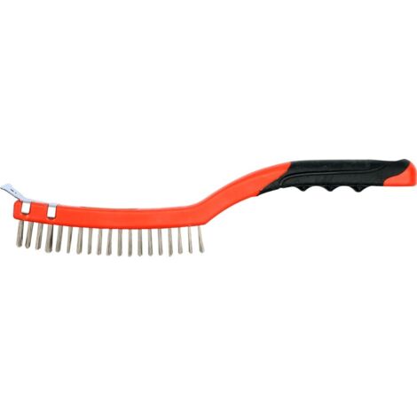 Brosse métallique, fil d'acier inoxydable, 3 rangées, manche en plastique, avec grattoir YT-6336 Yato (1/3)