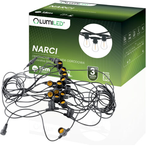 Guirlande lumineuse d'extérieur pour jardin, 15 m, 15 ampoules E27 NARCI LUMILED (1/5)