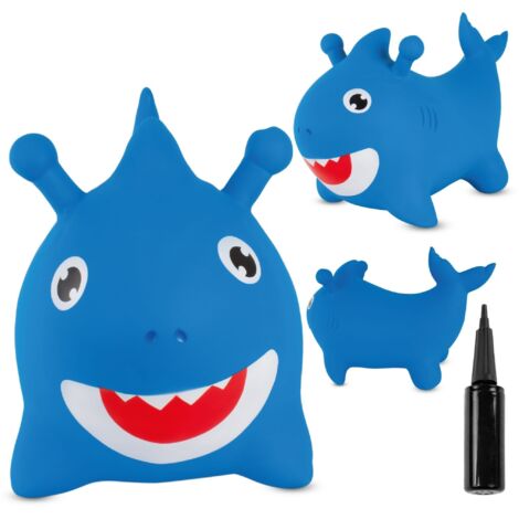 Grand sauteur en caoutchouc pour enfants Baby Shark bleu, jouet sauteur à pomper